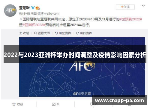 2022与2023亚洲杯举办时间调整及疫情影响因素分析
